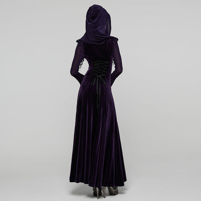 Gothic-Samtkleid mit Kapuze