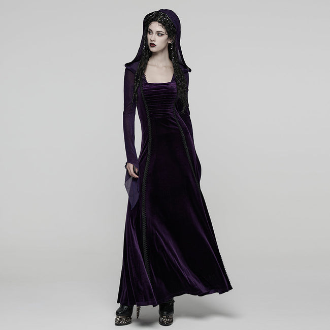 Gothic-Samtkleid mit Kapuze