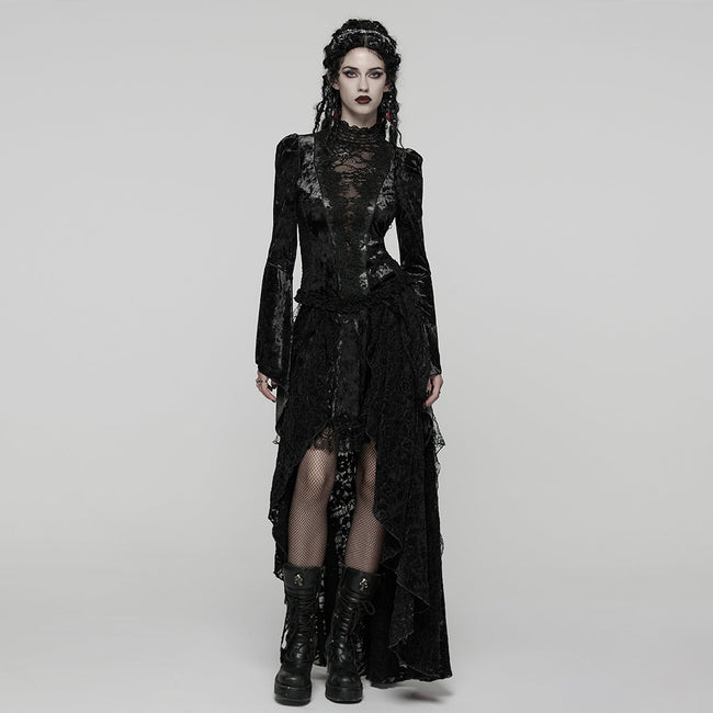 Gothic-Spitzenrock mit asymmetrischem Saum