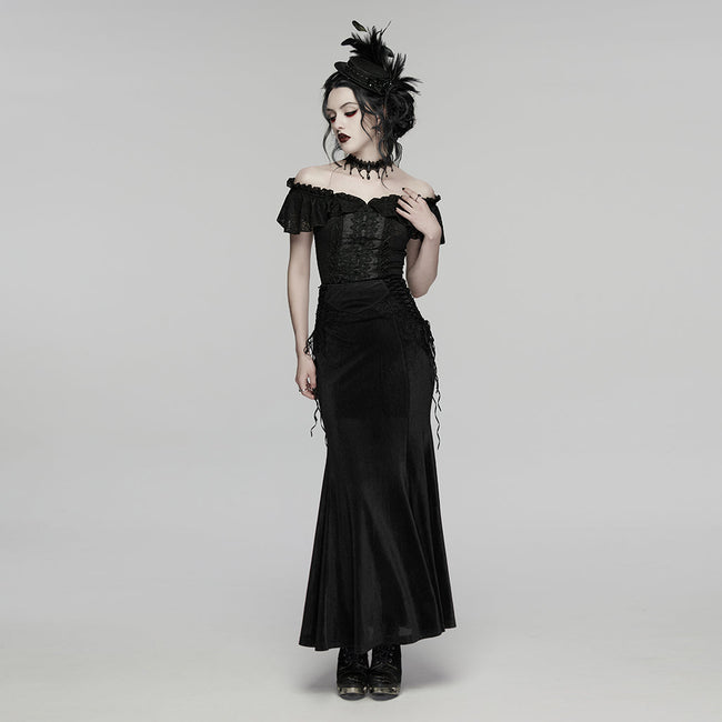 Goth-Spitzen-Samt-Fischschwanzrock