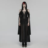 Gothic-Kleid mit schulterfreiem V-Ausschnitt