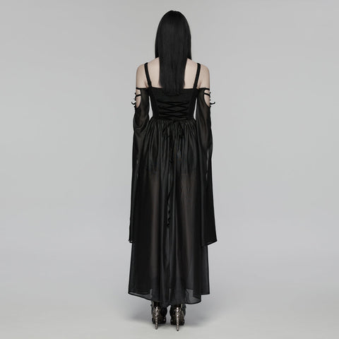 Gothic-Kleid mit schulterfreiem V-Ausschnitt