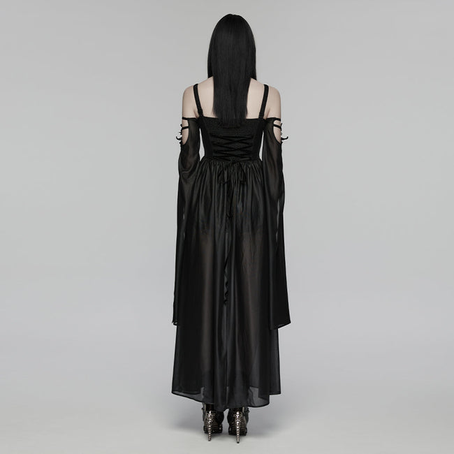 Gothic-Kleid mit schulterfreiem V-Ausschnitt