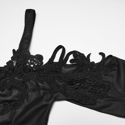 Gothic-Kleid mit schulterfreiem V-Ausschnitt