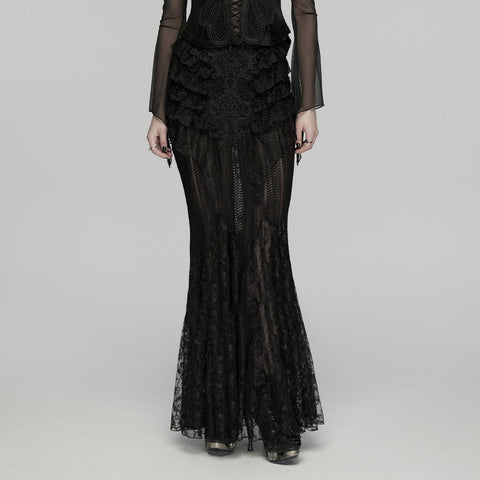 Gothic-romantischer Spitzen-Lagenrock