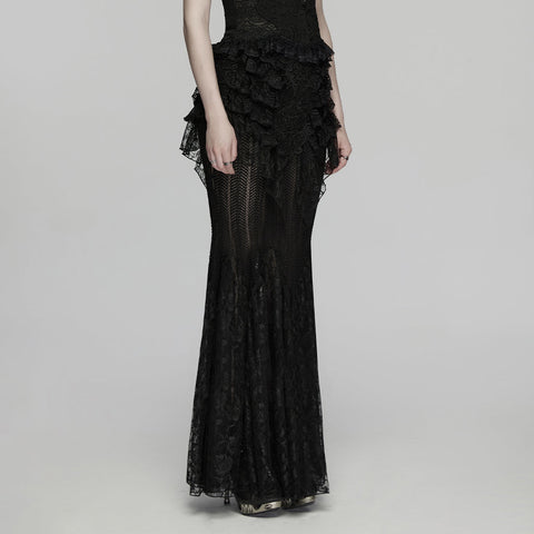 Gothic-romantischer Spitzen-Lagenrock