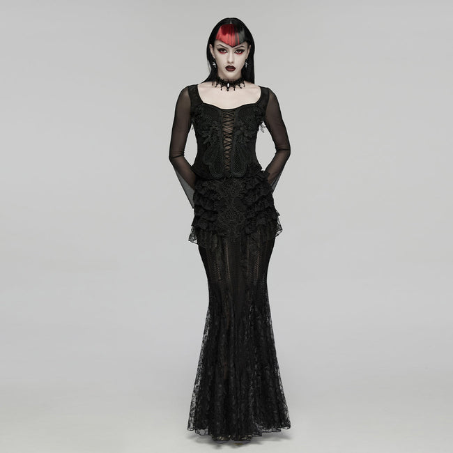 Gothic-romantischer Spitzen-Lagenrock