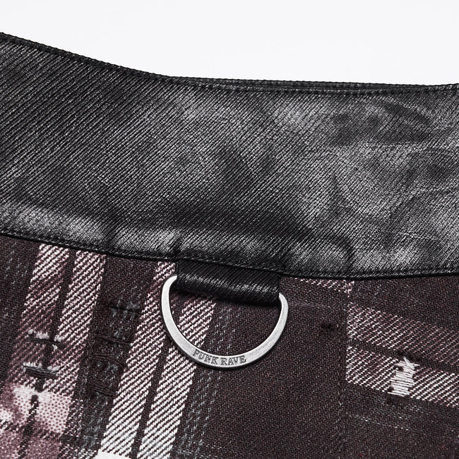 Punkiger Vintage-Jeansrock mit Karomuster für Herren