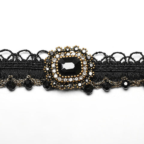 GOTH Golden Edge Edelstein Halsband