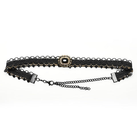 GOTH Golden Edge Edelstein Halsband