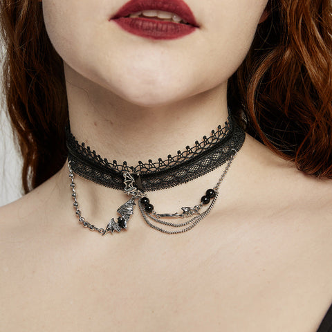 Punk-Spitzen-Obsidian-Halsband
