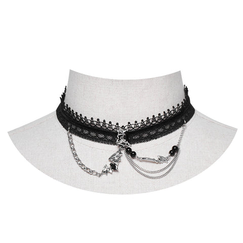 Punk-Spitzen-Obsidian-Halsband