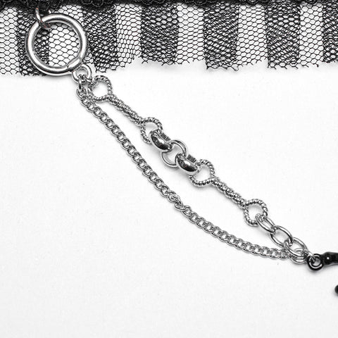 Punk-Mesh-Halsband mit schwarzer Katze