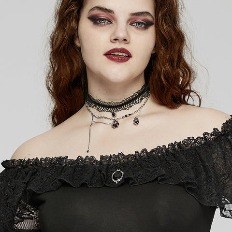 Goth Spitzen-Halsband mit Farbverlaufsanhänger