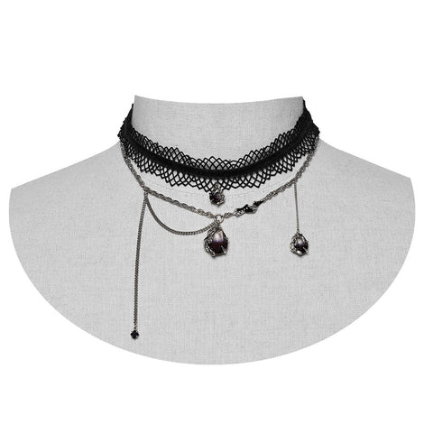 Goth Spitzen-Halsband mit Farbverlaufsanhänger