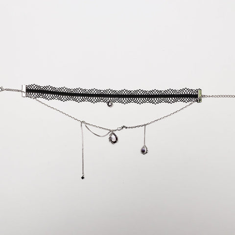 Goth Spitzen-Halsband mit Farbverlaufsanhänger
