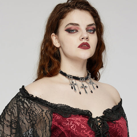 Goth Wunderschöner Kreuz-Halsband