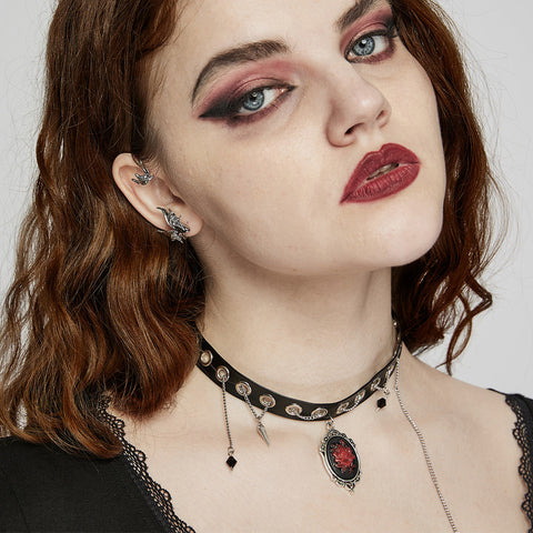 Goth Schwarzer Lederhalsband