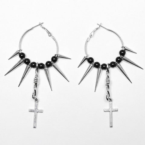 Goth Kreuz Anhänger Spike Ohrringe