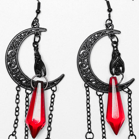 Goth Black Moon Ohrringe