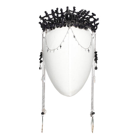 Gothic Wunderschönes schwarzes Kristall-Stirnband