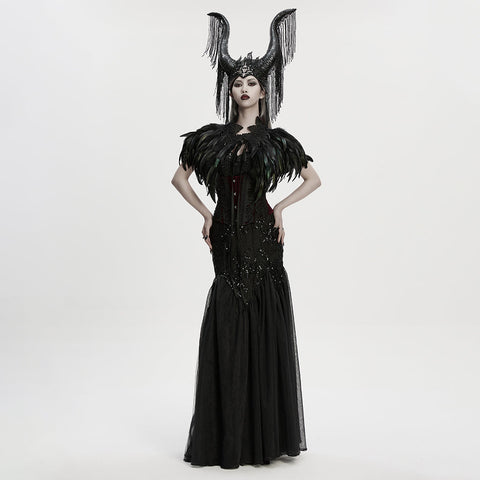 Wunderschöner, wendbarer Federschal im Gothic-Stil