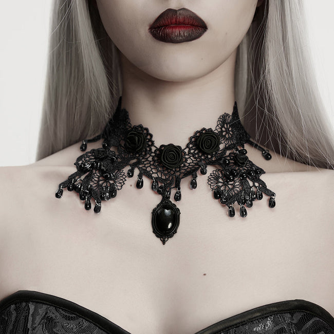 Edle Rosen-Spitzen-Gothic-Halskette