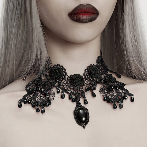 Edle Rosen-Spitzen-Gothic-Halskette