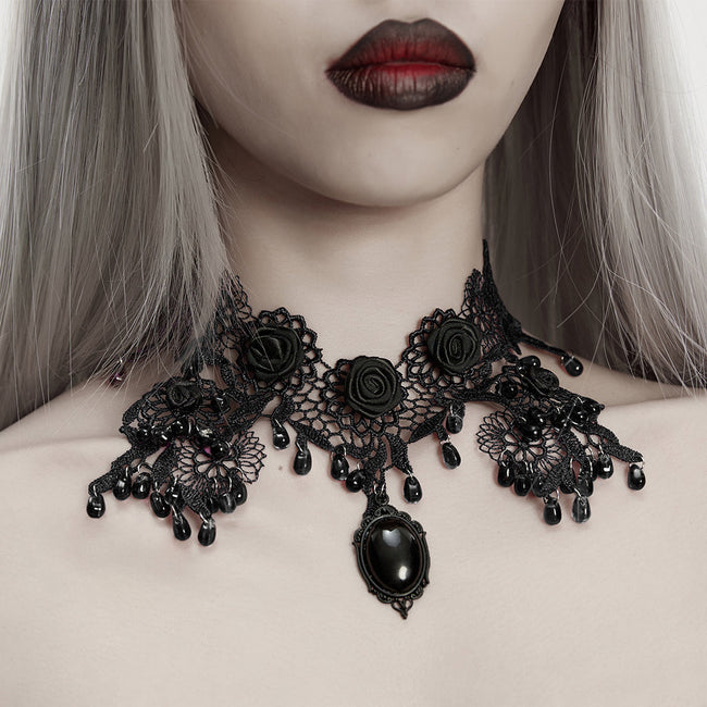 Edle Rosen-Spitzen-Gothic-Halskette