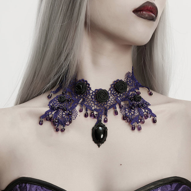 Edle Rosen-Spitzen-Gothic-Halskette