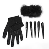 Flauschige Gothic-Handschuhe