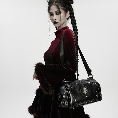 Punk Metal Leder Totenkopf-Tasche