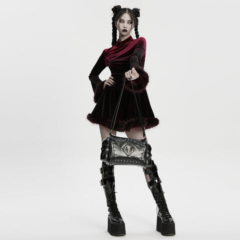 Punk Metal Leder Totenkopf-Tasche