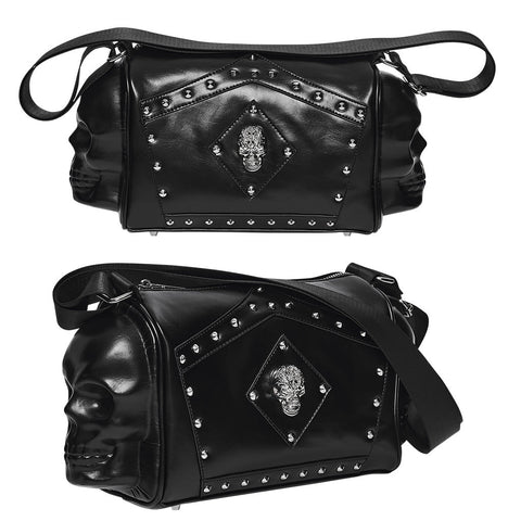 Punk Metal Leder Totenkopf-Tasche