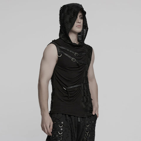 Punk asymmetrische Spleiß-Kapuzenweste