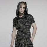 Punk Cracked Kapuzen-T-Shirt