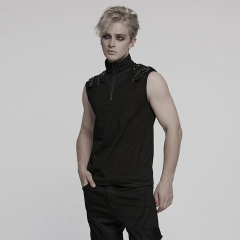 Punk-T-Shirt mit Stehkragen