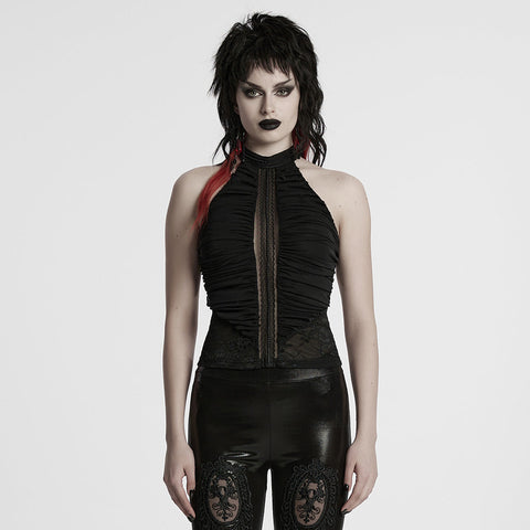 Gothic Plissee Neckholder Top