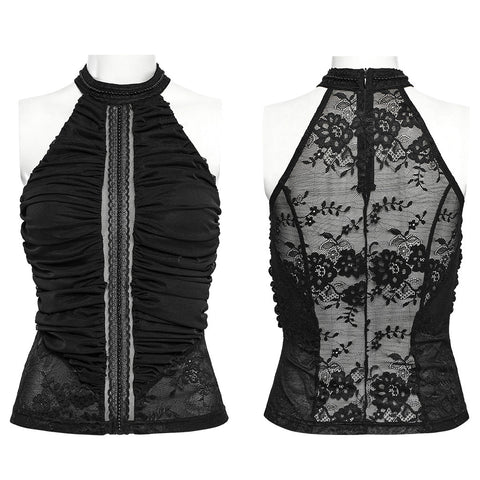 Gothic Plissee Neckholder Top