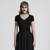 Gothic-T-Shirt mit V-Ausschnitt