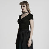 Gothic-T-Shirt mit V-Ausschnitt