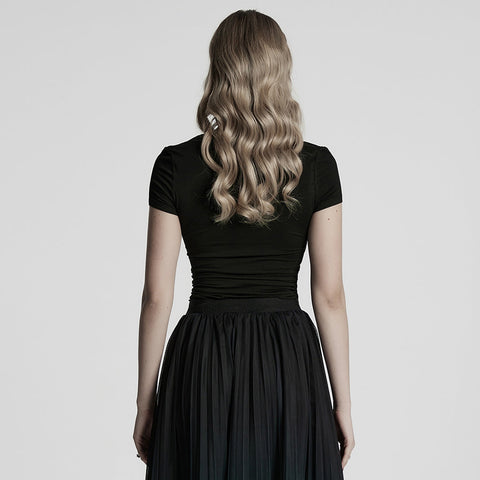 Gothic-T-Shirt mit V-Ausschnitt