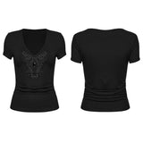 Gothic-T-Shirt mit V-Ausschnitt