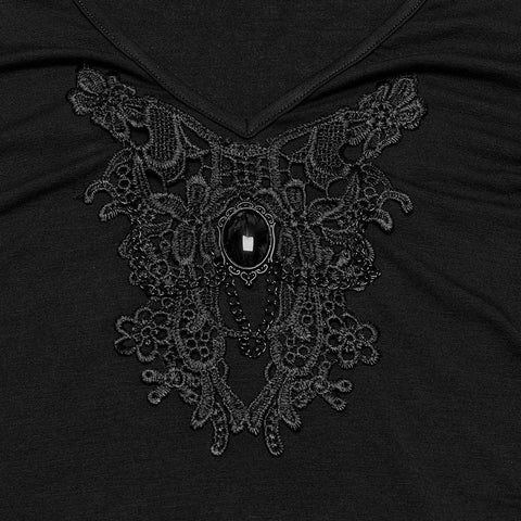 Gothic-T-Shirt mit V-Ausschnitt
