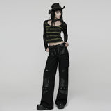 Cooles, gestreiftes, zerrissenes Punk-T-Shirt