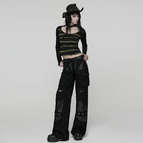 Cooles, gestreiftes, zerrissenes Punk-T-Shirt