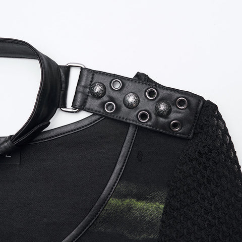 Cooles, gestreiftes, zerrissenes Punk-T-Shirt