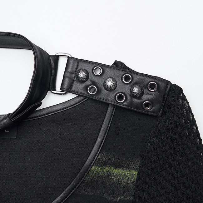 Cooles, gestreiftes, zerrissenes Punk-T-Shirt