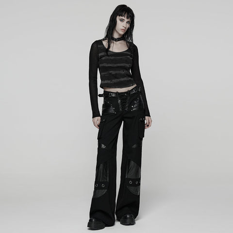 Cooles, gestreiftes, zerrissenes Punk-T-Shirt