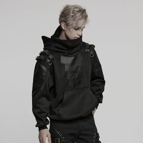 Punk-Kapuzenpullover mit Rüstungselementen